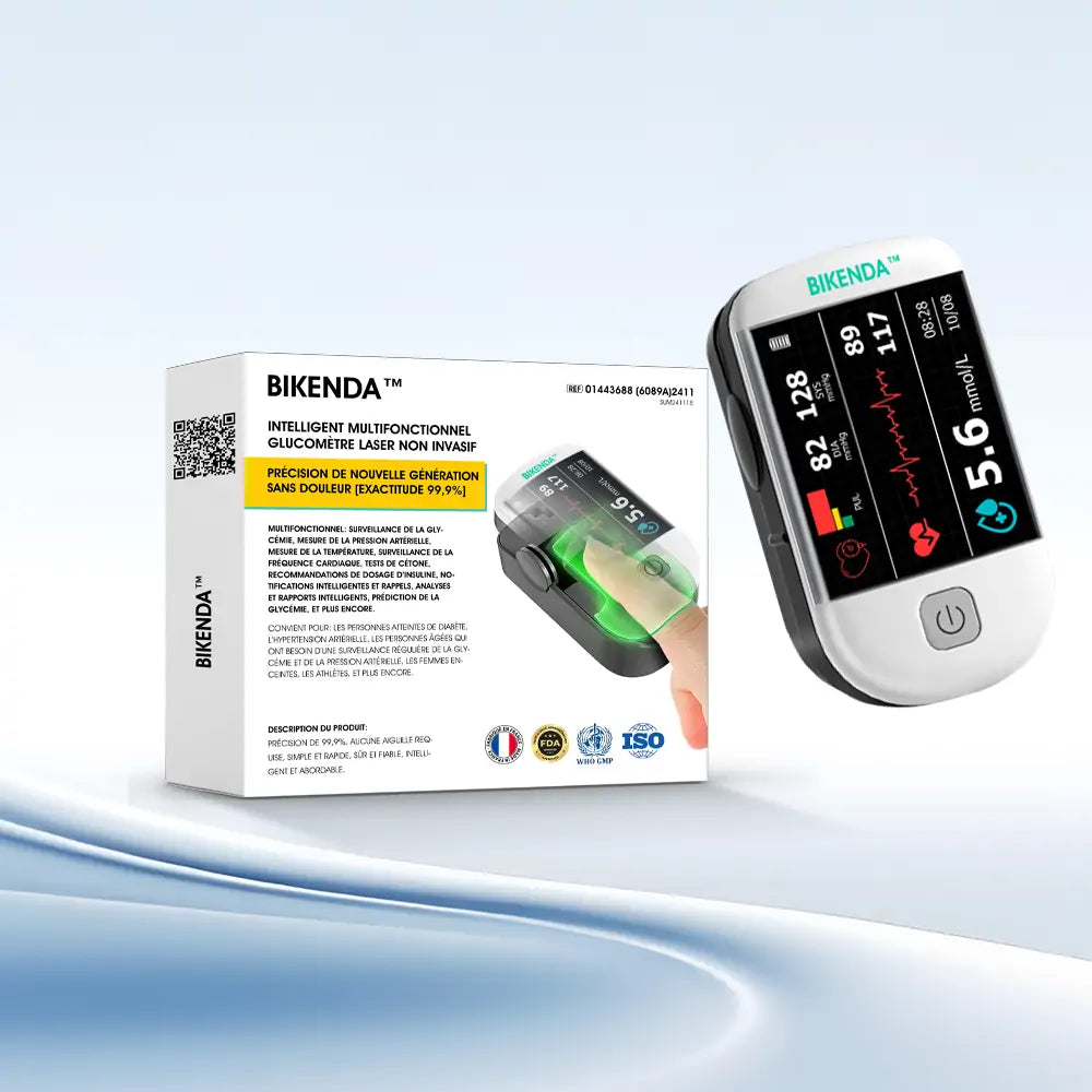Bikenda™ Mètre de Glycémie Intelligent au Laser Non-Invasif – Nouvelle Génération
