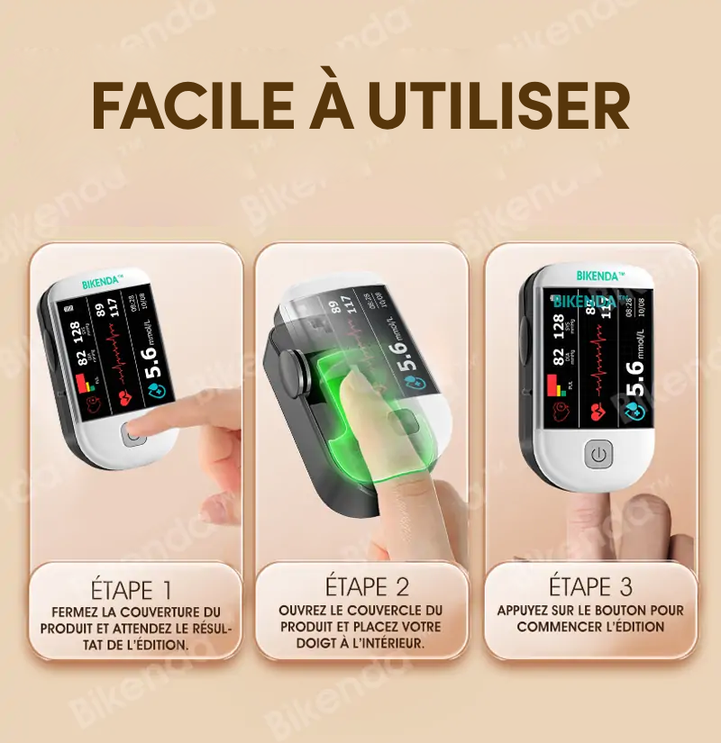 Bikenda™ Mètre de Glycémie Intelligent au Laser Non-Invasif – Nouvelle Génération